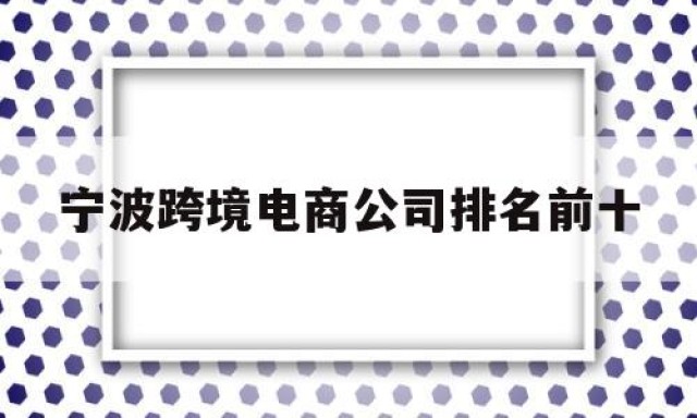 宁波跨境电商公司排名前十