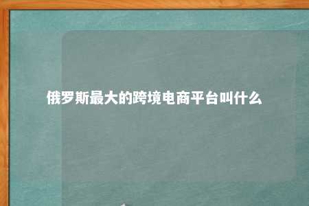 俄罗斯最大的跨境电商平台叫什么